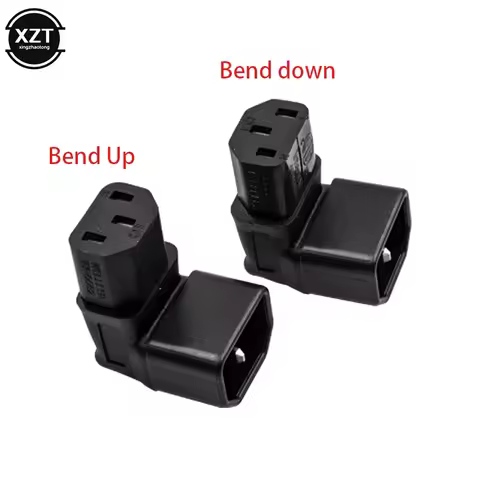 New 3Pin IEC Connector Down UP 90 Angled IEC 320 C14 Male to C13 Female Power Adapter Connector AC P