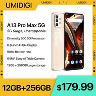 UMIDIGI A13 Pro Max 5G สมาร์ทโฟน,12GB + 256GB 900 Dimensity,90Hz 6.8 ''FHD + จอแสดงผล64MP สามกล้องโทรศัพท์มือถือ Lan.