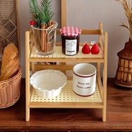 2-Tier Desert Table Wooden Double Layer Foldable Rack