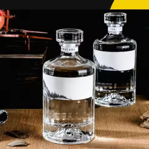 500ml Liquor Bottle Empty Bottle One Pound Thickened Transparent Sealed Transparent Glass Bottle Whi
