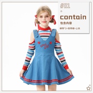 Halloween Childrens Costume Horror Ghost Doll Maid Dress Soul Costume Circus Clown Costume Girl Euro