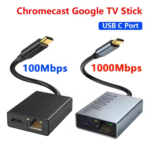 Awapow 1000/100Mbps Network Card Type-C Micro USB Ethernet Adapter for Chromecast 4K Google TV Phone