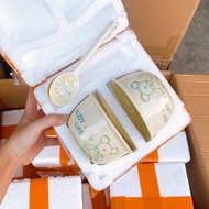 Bộ 2 Bát Kèm 2 Thìa Hình Con Lợn Siêu Đáng Yêu AM93