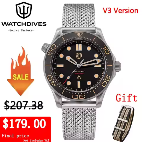 Watchdives WD007 V4 NTTD 42mm Dive Watch PT5000 Automatic Movement Sapphire Super Luminous 200m Wate