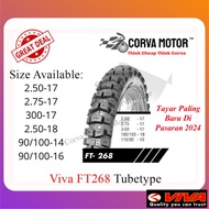 Corva Motor Viva Tubetype Ft268 Cross Tayar Tiub Viva 2.50-17 (250-17) 2.75-17 (275-17) 90/100-14 (9