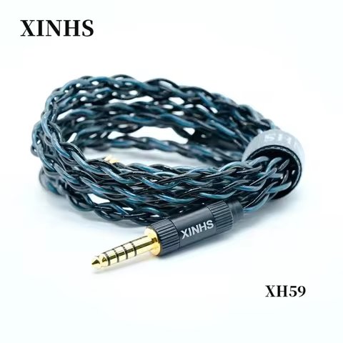 XINHS XH59 Dark Green Black 4 Cores OCC Silver Plated + Five Elements IEM Cable 2.5MM 3.5MM 4.4MM IE