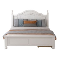 เตียงนอนไม้สน เตียงนอนสีขาวสไตล์ยุโรป ทรงสวยคลาสสิค เพิ่มความหรูหราในห้องของคุณ พร้อมส่ง 3.5 ฟุต เตียงไม้ไม่มีลิ้นชัก