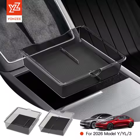 YZ 2PCS Tesla Model 3 Y Center Console Organizer Front & Rear Armrest Storage Box with Silicone Mat 
