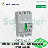 G12E3A125 - GoPact MGB 125, 3 polish, 15kA at 415VAC, 125A rating, TMD trip unit, adjustable