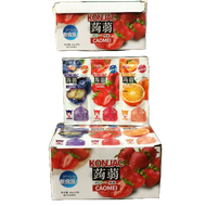 Box of 60 packs of Konjac Blike Jelly with strawberry, orange, blueberry flavors