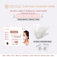 Care For You Premium 6D Surgical 4ply Face Mask - Rose White Series (50pcs)