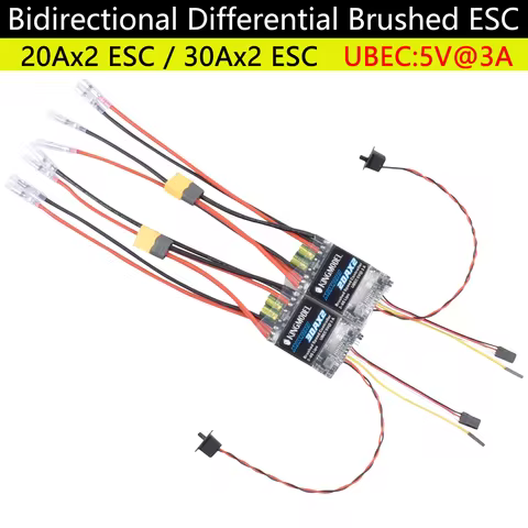 20Ax2 / 30Ax2 Dual Way Bidirectional Brushed Electric Speed Controller Mixed Control ESC 6-25V for R
