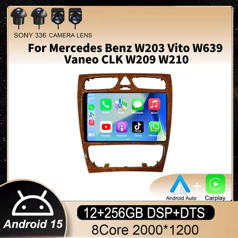 Android 15 Radio Stereo video Player Car For Mercedes Benz W203 Vito W639 Vaneo CLK W209 W210 CarPla