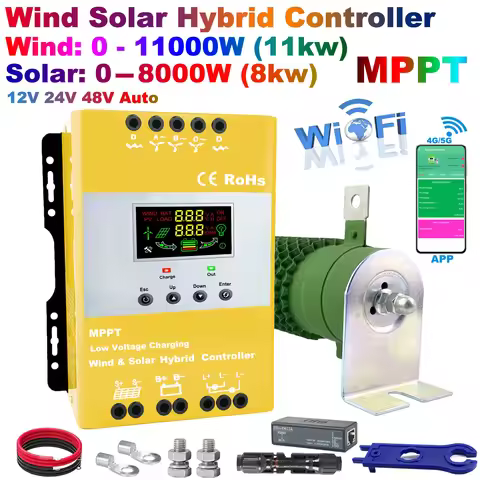 12V 24V 48V 4KW 5KW Wind Solar Hybrid Charge Controller, MPPT Charge for Solar Panel Wind Turbine, f