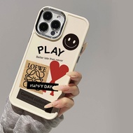 Case for iPhone 8 7 8plus 6plus 14 15 X XR XS MAX 12Promax 12 13Promax 15Promax 11 14Promax 13 Smiley Sticker Pattern Metal Photo Frame Shockproof Protection Soft Case