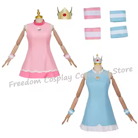 Princess Cosplay Peach Costume Pink Blue Sportswear Peach Tennis Suit Cosplay Outfit Sleeveless Dres