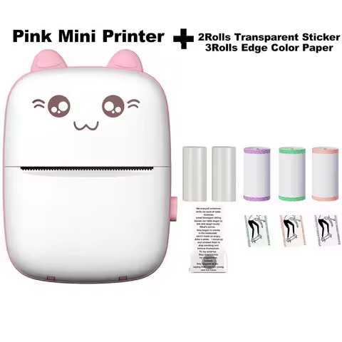 Thermal Transparent Sticker Mini Printer Portable Pocket Color Printer for iOS & Android Inkless Poc