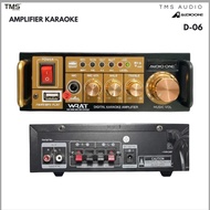 Karaoke Power Amplifier D06 2 Mic Stereo Port USB SD FM Radio Echo Bass Treble Suitable for Home Kar