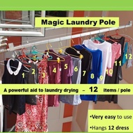 Magic Laundry Pole  (MP-2) -  Drying Rack   -  Hanger  - Laundry Rack -  Laundry System  - Clothes Drying Pole  - Dryer