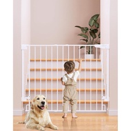 Cumbor 34" Extra Tall No Bottom Bar Baby Gate for Stairs, Wall Mounted Dog Gate Indoor for Larger Pe