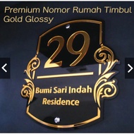 Premium Embossed House Number Gold Glossy Exclusive House Number Custom 28x28cm Motif D
