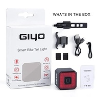 GIYO จักรยานสมาร์ทเบรคไฟท้าย USB ชาร์จ Glare ไฟท้ายไฟเตือนจักรยานเสือภูเขาจักรยานเสือภูเขาอุปกรณ์รถจักรยาน