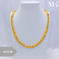 Merlin Goldsmith 22K 916 Gold (18 Inches /46cm) Hollow Barrel Rope Chain