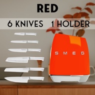 Knife Holder Set Smeg Vintage Stainless Steel Kitchen Knife Bread Knife Home Kitchen Knife 7 Piece S