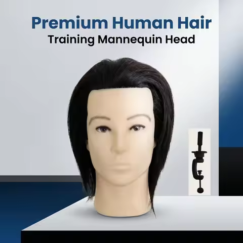 8-inch Mannequin Head: All-purpose Male Haircutting Practice Head with Real Human Hair. Made from Re