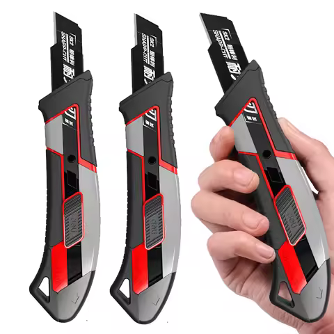 DELI 3 Pack Utility Knife set Cutter Retractable, Compact Box Knife for Cartons, Cardboard and Boxes