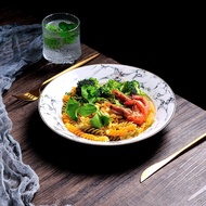 Phnom Penh Marbled Straw Hat Plate Deep Plate Pasta Plate Thick Soup Plate Salad Western Food Plate 