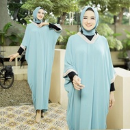 Latest Model - Isyana Kaftan, Crinkle Material, Premium Quality Brown Lace Application