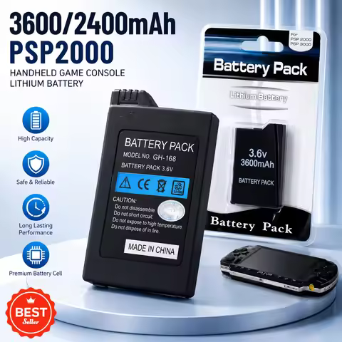 3600/2400mAh PSP2000 Handheld Game Console Backup Lithium Battery Pack for PS Lite PSP-2PSP-3004 Bat