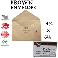 500PCS BROWN ENVELOPES 6.25" X 4.25" (158 X 108MM) | 500PCS SAMPUL SURAT COCO 6.25" X 4.25" (READY S