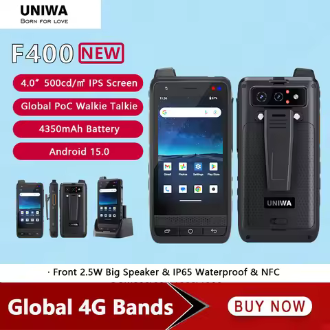UNIWA F400 Zello POC Walkie Talkie Global 4G Rugged PDA Android 15 4 Inch 4GB+64GB 2.5W Big Speaker 