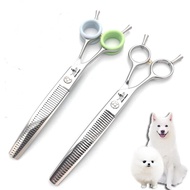 Professional Left Hand Pet Scissors 7-inch Bent Teeth Clipper Bent Fishbone Puff Left Handed Pet Tri