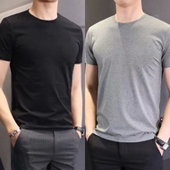 莫代尔短袖t恤男修身纯色圆领打底冰丝百搭体恤上衣Modal Short-sleeved T-shirt Men's Slim-fit Solid Color Round Neckq2r7yf6m11.