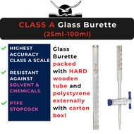 LAB MASTER Kiraan CR Motor Class A Borosilicate Glass 3.3 Burette (25ml 50ml 100ml) with PTFE Stopco