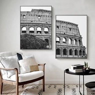 Black and White Italy Coliseum Canvas Painting Posters Rome Ancient Monument Colosseo Classic Wall A