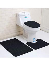 3入組經典簡約石紋記憶泡沫浴墊套裝,具吸水和防滑功能,適用於浴室馬桶