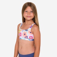 DECATHLON Girl’s swimsuit top bralette floral adjustable - 500 Nora white