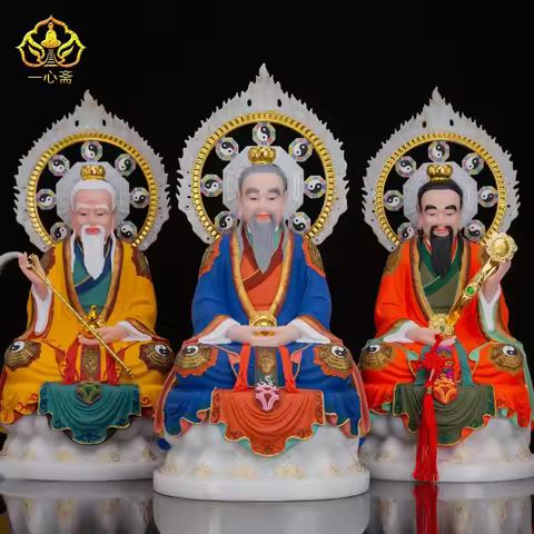 White Marble Sanqing Taoist statue Supreme Lord Laojun Moral Heavenly Honor Buddha statue decoration