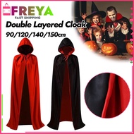 90-150cm Vampire Costume for Kids Adults Double Layered Black Red Hooded Cloak Cos Halloween Costume