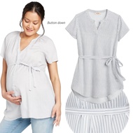 Isabel women short sleeve grey stripped maternity blouse, branded women's blouse, latest maternity b