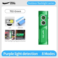 SMILING SHARK T02 Flashlight LED*2 Work Torch Light UV Purple Light 8Mode COB Side Light With Laser