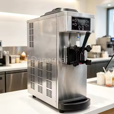 Single Nozzle Ice Cream Machine, Heavy Duty Commercial Soft Serve Maker for Small Beverage & Ice Cre