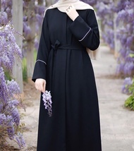 gamis abaya hitam simple polos kombinasi list news.gamis ootd busui wanita muslimah kekinian