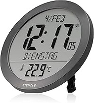 Kienzle Radio Wall Clock Table Clock with Temperature Display 18.7 cm Display DCF Time Date 2 Alarm