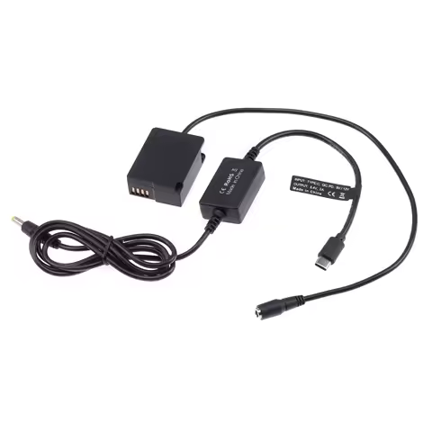 FOTGA DMW-BLC12 Dummy Battery Power Supply Adapter with TYPE-C Cable for Panasonic FZ200 FZ300 FZ100
