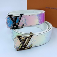 New Men's Belt LV High-end Luxury Leather Mirror Gradient Color Belt